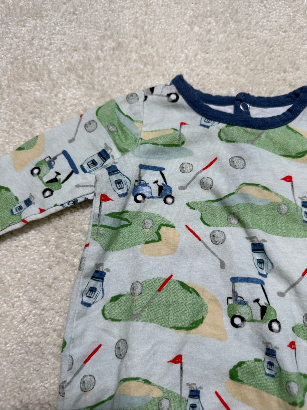 Mud Pie Baby Golf Cart Sleep Gown 100% Cotton Newborn 0-3 Months - Picture 3 of 8